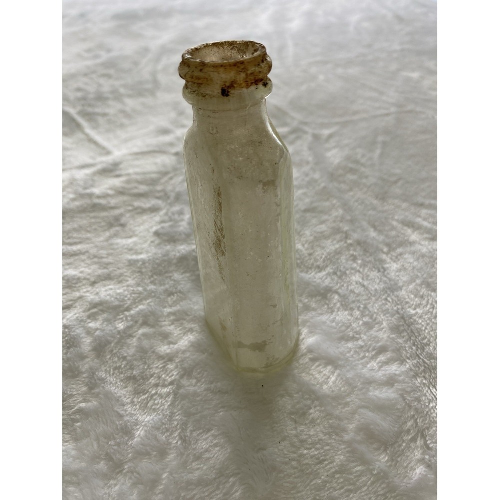 Vintage Clear Glass Medicine Bottle 5" Paneled Pharmacy Apothecary 6oz No Lid